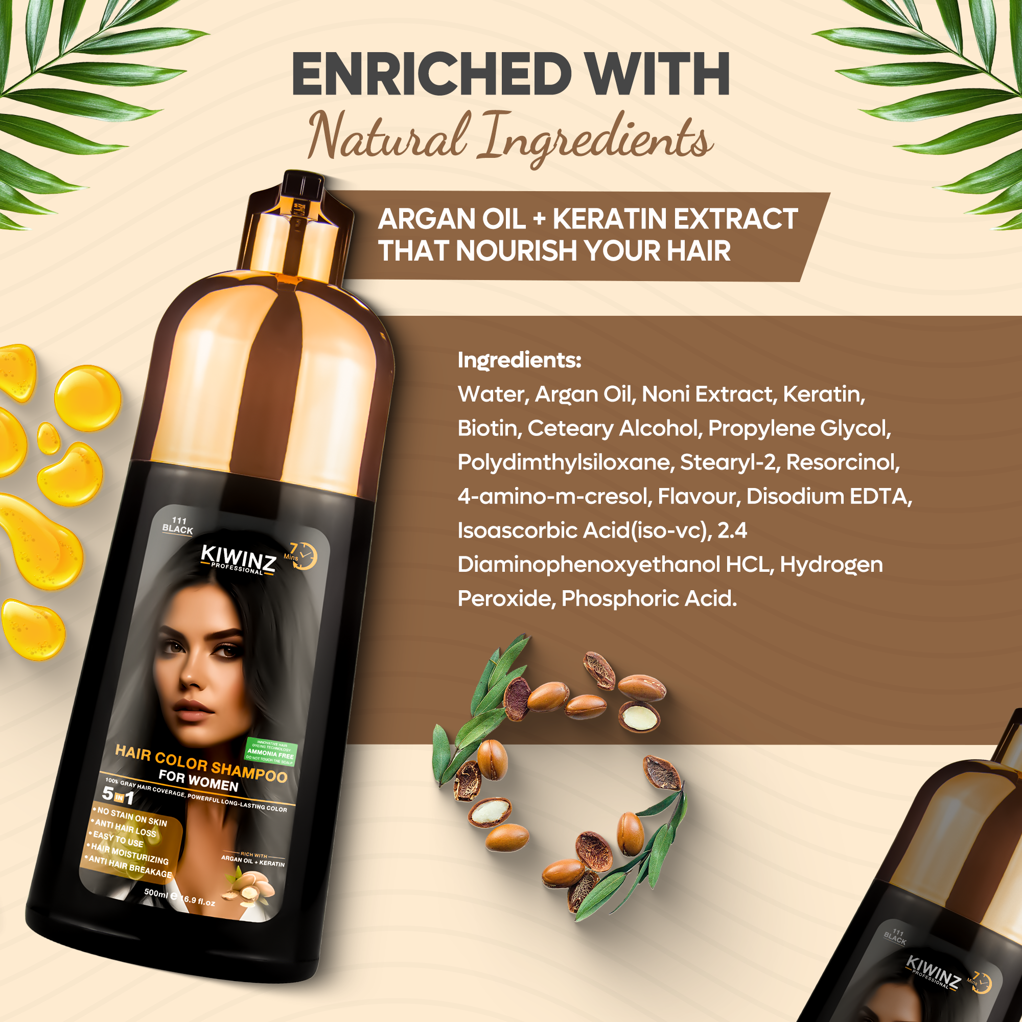 KIWINZ - 5 in 1 Hair Dye Shampoo