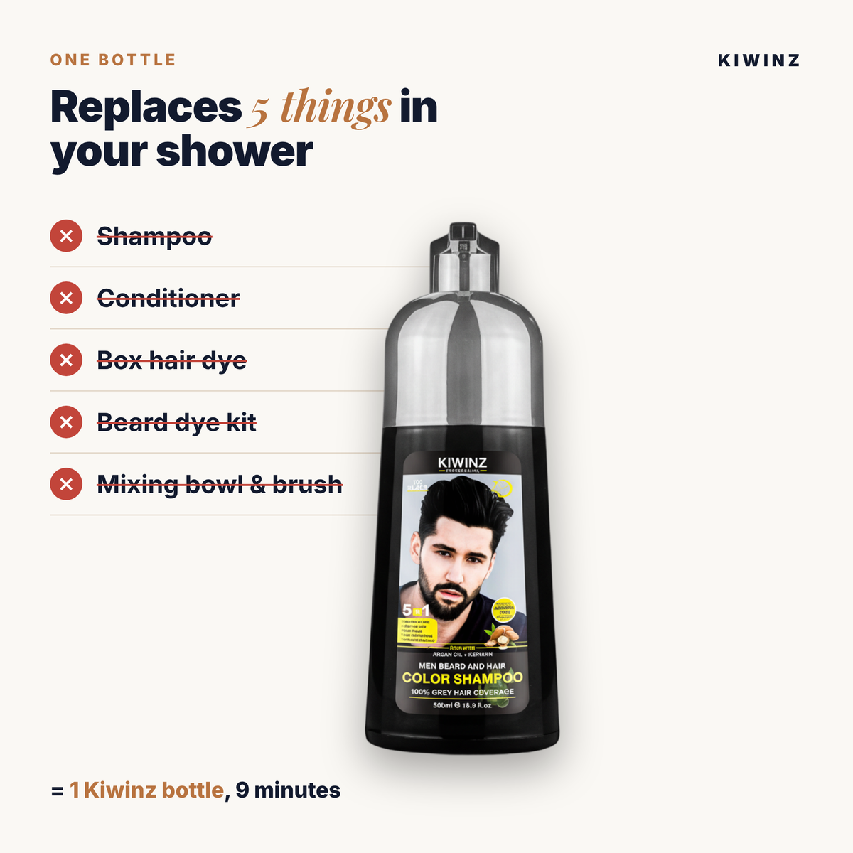 Kiwinz Men hair color shampoo, gallery slide 2