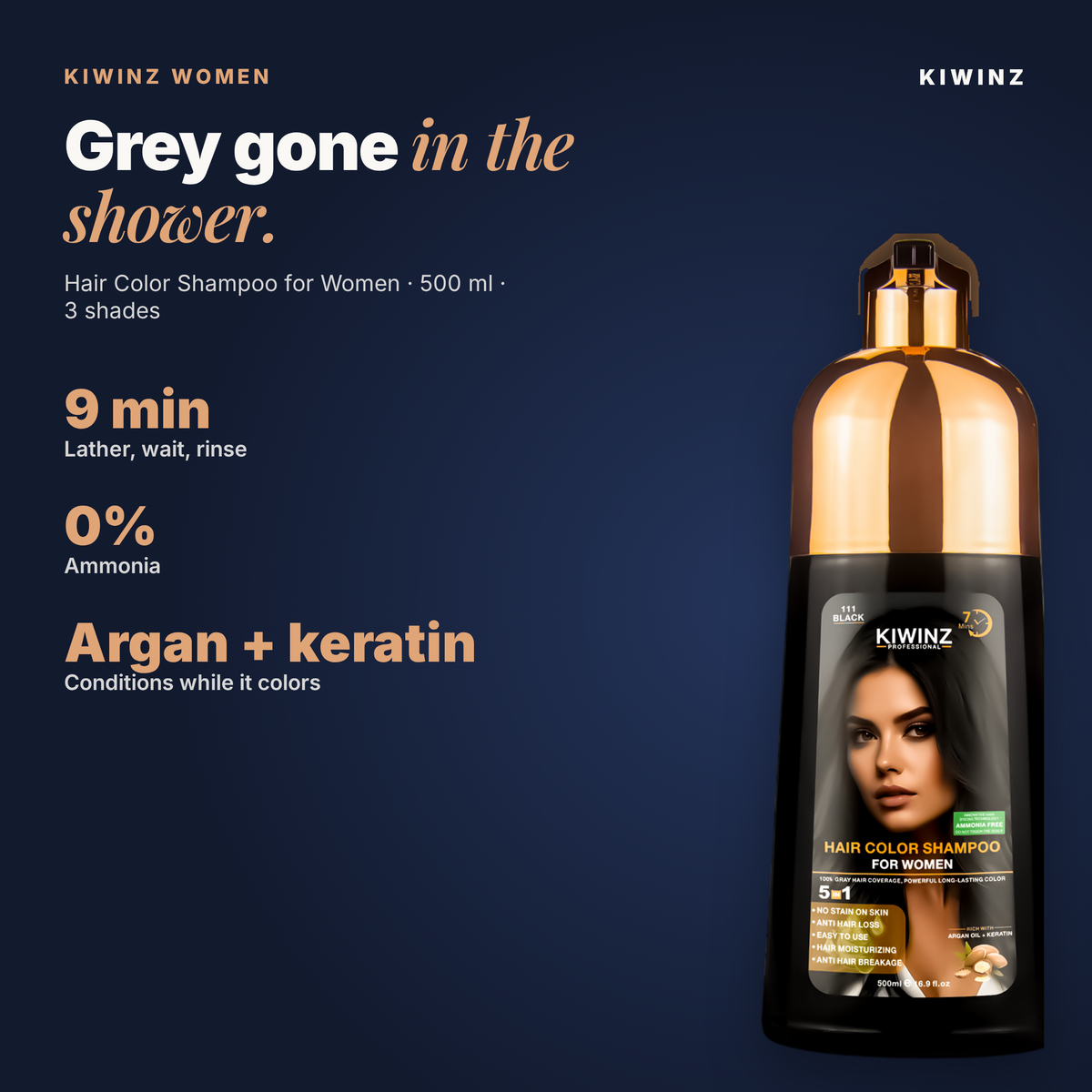 Kiwinz Women hair color shampoo, gallery slide 1