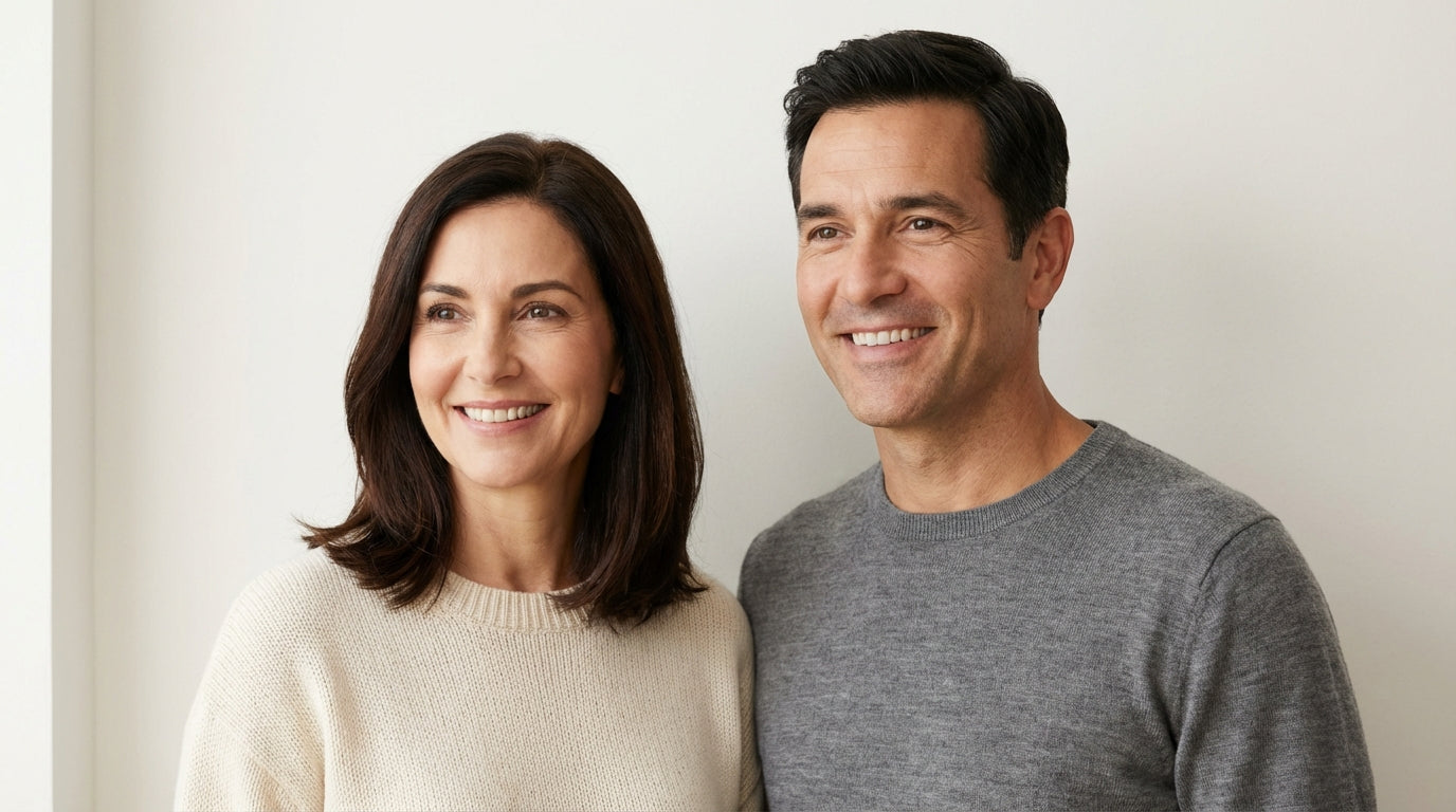 Confident people with natural dark hair